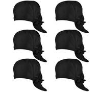 BAIFULAI Lot de 6 bonnets de cuisinier, noirs, en coton, polyester, réglables et respirants, pour les restaurants, les hôtels, les écoles et la maison, Noir , verstellbar 58-62 cm