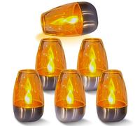 BAIFULAI Lot de 6 bougies solaires LED d'extérieur - Bougies chauffe-plat solaires électriques - Étanches - Bougies solaires vacillantes - Résistantes aux intempéries - Pour jardin, terrasse, balcon