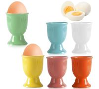 BAIFULAI Lot de 6 coquetiers en porcelaine - En céramique - Colorés - Pour le petit-déjeuner - Ronds avec fond - 6 couleurs - Pour cuisine, maison, restaurant
