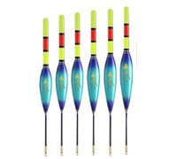 BAIFULAI Lot de 6 flotteurs de pêche à LED avec détecteur de touche : bouée de pêche de nuit double couleur 4 g/5 g/6 g/7 g/8 g/9 g Capacité de charge flotteurs de pêche avec piles Chargeur