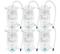 BAIFULAI Lot de 6 sacs à urine de 500 ml pour les jambes - Sac de drainage d'urine avec 2 sangles, valve et évacuation en T - Sac de drainage pour hommes et femmes