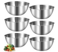 BAIFULAI Lot de 6 saladiers en acier inoxydable - 19 cm - Grande capacité - Avec marques de mesure - Pour saladier - Bol de service - Bol à snacks - Argenté