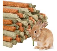 BAIFULAI Lot de 60 bâtonnets de foin Timothy, 3 saveurs pour lapins, jouets à mâcher, accessoires molaires pour cochons d'Inde, Chinchilla