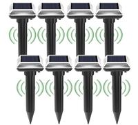 BAIFULAI Lot de 8 répulsifs solaires contre les taupes - Répulsif à ultrasons - Étanche IP66 - Pour taupes, serpents, campagnols et autres nuisibles (noir)