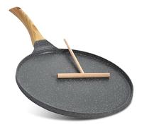 BAIFULAI Maifanit Poêle à crêpes avec revêtement antiadhésif : 26 cm, en bakélite, compatible avec tous les types de cuisinières et cuisinières à induction (gris)