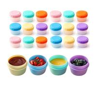 BAIFULAI Récipients à vinaigrette à emporter : 18 boîtes de congélation en polypropylène avec bouchon à vis, 2 oz petites boîtes avec couvercles en plastique pour aliments surgelés, sauces, sauces et