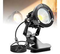 BAIFULAI Spot LED avec pince : spot LED à pince avec câble de 1,8 m, prise et interrupteur manuel, lampe extérieure étanche à la pluie et à la pluie avec pince pour éclairage extérieur et intérieur