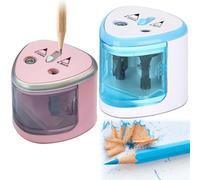 BAIFULAI Taille-Crayon Électrique: 2 Pièces Taille-Crayon À Piles Puissant Pour 6-8mm Et 9-12mm, Sûr Et Précis, Adapté Pour L'école, La Classe Et Le Bureau (Bleu & Rose)