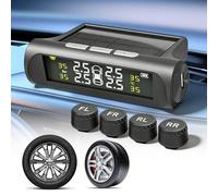 BAIFULAI TPMS Système de contrôle de la pression des pneus : IPX7 étanche Système de contrôle de la pression des pneus avec 4 capteurs extérieurs, numérique à énergie solaire, mini surveillance de la