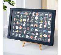 BAIFULAI Vitrine pour épingles, 35 x 24 cm, boîte de rangement avec support, étui de présentation verrouillable, noir, présentoir en émail pour épinglettes, aiguilles de collection et médailles