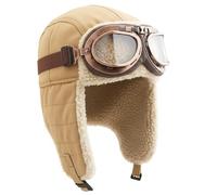 BAIFUMEN Chapeau d'aviateur avec lunettes - Chapeau de ski polyvalent - Réglable pour sports de plein air - Tendance pour homme - Jaune