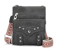 BAIGIO Petit Sac Bandoulière Femme avec Multipoches, Pochette Bandoulière Femme Rétro, Pochette Telephone Portable Cuir PU, Sac a Main Bandoulieres avec Sangle Large Réglable et Amovible, Noir