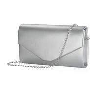 BAIGIO Pochette en cuir pour femme, sac de soirée élégant en simili cuir, sac de mariée argenté avec chaîne amovible, sac à main formel pour mariage, fête et soirée.