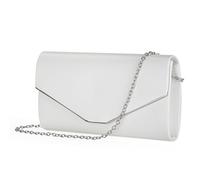 BAIGIO Pochette en cuir pour femme, sac de soirée élégant en simili cuir, sac de mariée blanc avec chaîne amovible, sac à main formel pour mariage, fête et soirée.