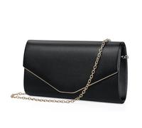 BAIGIO Pochette en cuir pour femme, sac de soirée élégant en simili cuir, sac de mariée noir avec chaîne amovible, sac à main formel pour mariage, fête et soirée.