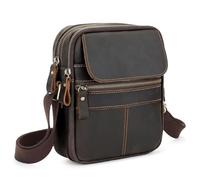 BAIGIO Sac à Bandoulière pour Hommes Petits Sacs en Cuir Vintage Sacs avec Poignée Sac à Main Pochette Besace pour Décontracté Affaires, Marron foncé