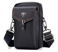 BAIGIO Sac Banane Randonnée pour Homme Sac Banane en Cuir Sacoche Banane Homme Sacoche Ceinture Pochette Telephone Portable avec Passant de Ceinture Noir-2