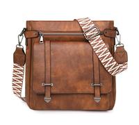 BAIGIO Sac Bandoulière Femme Cuir PU, Sac a Main Bandoulière Femme avec Large Sangle, Multi-Poches Sacs Portés Épaule Tendance Crossbody Bag pour Voyage Quotidien Travail, Brun