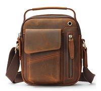 BAIGIO Sacoche Homme Cuir Bandoulière Vintage, Cartable Messager, Pochette à Bandoulière, Porté Épaule pour Affaires, Travail, Voyage et Vie Quotidienne