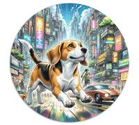 BAigle Chiens 1000 Pièces Puzzle Circulaire Jeu Chien Familial Pression Réduite Cadeau Unique pour Adultes Et Enfants 1000pcs (67.5x67.5cm)