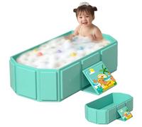 Baigne de bébé pliable 1pc, baignoire portable pour bébé avec base non glissée pour les enfants de 0 à 8 ans, stockage facile multifonctionnel pour les petits espaces, vert fluorescent.