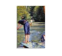 Baigneurs-Gustave Caillebotte Impression sur toile et décoration murale moderne 30 x 45 cm