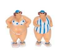 BAIGNEUSE set de 2 en maillot de Bain Blanc Bleu Statue Décoration tout en rondeur 13cm