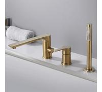 Baignier de bain robinet avec douche montée sur pont 3 trous baignoire mélangeur de baignoire avec douche salle de bain couchage à eau froide chaude douche, or brossé en or Beauty Comes
