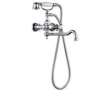 Baignier Tap de bain Chrome Maulleur mural Boîtier de salle de bain robinet avec pomme de douche à main Set Hand en céramique en laiton