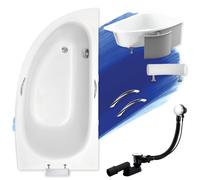 Baignoire 150x70 Droite + panneaux polystyrène +poignée+appui-tête+Siphon +pieds