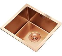 Baignoire à Cuve Unique en Acier Inoxydable Évier Carré Doré Comptoir De Bar Petit évier Évier en Acier Inoxydable, Gold, 26 * 43 * 22CM