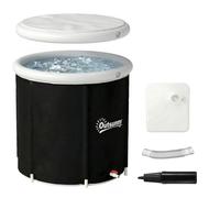 Outsunny Baignoire à Glace Pliable Gonflable pour Athlètes 280 L, Bain Froid Multicouche avec Couvercle et Pompe pour Entraînement à l'Eau Froide en Intérieur et Extérieur, 78x78x71 cm, Noir