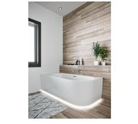 RIHO Desire Corner Baignoire dangle, version droite, blanche, 184x84x60cm, 230 litres, B087, Exécution: Cas Riho, éclairage LED - B087008005