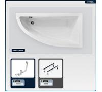 Baignoire asymétrique droite - OTITEC - PRAKTIKA - 140x70 cm - Vidage automatique - Garantie 10 ans