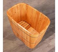 Baignoire autoportante en bois de style japonais pour adultes, compacte pour petites salles de bains/dortoirs/spas, avec plateau en bois amovible
