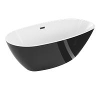 Mexen Eris baignoire autoportante 155 x 80 cm, blanche/noire, trop-plein noir - 53441558075-70 46444 5905315384089