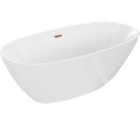 Baignoire autoportante Mexen Eris 180 x 80 cm blanche avec trop-plein or rose
