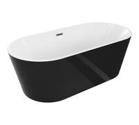 Baignoire autoportante Mexen Luna 180 x 80 cm blanc/noir Gun Gray évacuation