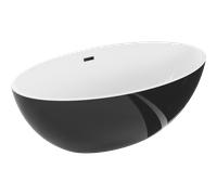 Baignoire autoportante Mexen Nike 175 x 100 cm blanc/noir, avec siphon