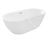 Baignoire autoportante Mexen Roxy 170 x 80 cm blanche, trop-plein chromé