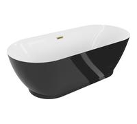 Baignoire autoportante Mexen Roxy 180 x 85 cm, blanc/noir, trop-plein doré