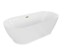 Baignoire autoportante Mexen Roxy 180 x 85 cm blanc/or avec trop-plein