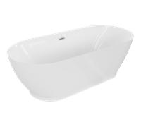 Baignoire autoportante Mexen Roxy 180 x 85 cm, blanc, trop-plein de nickel