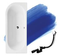 Baignoire BADLAND - 180 x 80 cm - En Acrylique - Kit Complet - Siphon de Qualité Supérieure - D'Angle - Design Moderne - Bonde Chromée - Pour 2 Personnes