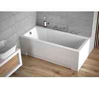 Baignoire BADLAND - En acrylique - Blanche - Rectangulaire - Moderne - 140 x 70 cm - Kit complet avec pieds et bonde automatique chromée exclusive - Fabriqué en UE - 3 en 1