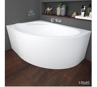 Baignoire Bain d'angle 130x85 Droite +tablier en acrylique Siphon+pieds STANDARD