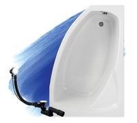 Baignoire Bain d'angle 150x100 Droite, Siphon de bain et pieds - 3en1 - FRIDA