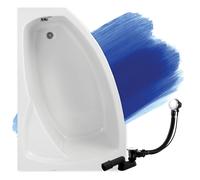 Baignoire Bain d'angle 150x90 Gauche, Siphon de bain et pieds - Set 3en1 - FRIDA