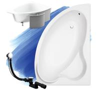 Baignoire Bain d'angle 160x100 Droite +des panneaux en polystyrène Siphon +pieds