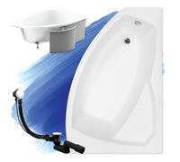 Baignoire Bain d'angle 160x100 Droite +des panneaux en polystyrène Siphon +pieds